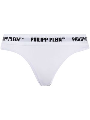 Philipp Plein logo waistband thong - White
