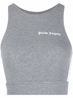 Palm Angels logo-print ribbed sports bra - Grey