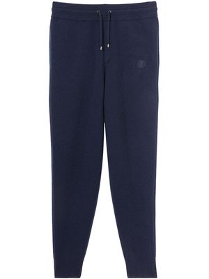 Burberry embroidered Monogram cashmere track pants - Blue