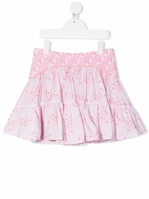 Chloé Kids floral-print tiered skirt - Pink