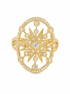 Colette 18kt yellow gold large star circle diamond ring
