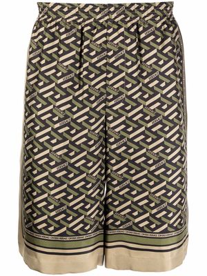Versace Greca-print silk shorts - Green