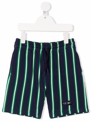 Kenzo Kids striped logo-patch shorts - Blue