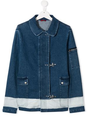 Fay Kids TEEN concealed fastening denim jacket - Blue