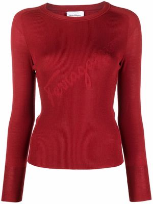 Salvatore Ferragamo jacquard-logo wool sweater - Red
