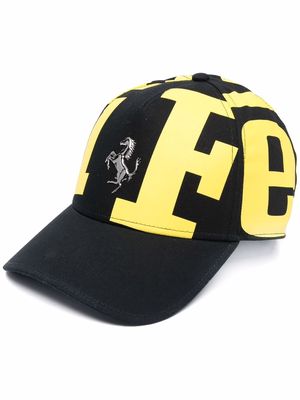 Ferrari all-over logo print baseball cap - Black