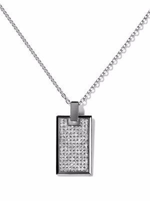 AS29 18kt gold medium Tag diamond rectangle pendant necklace - Silver