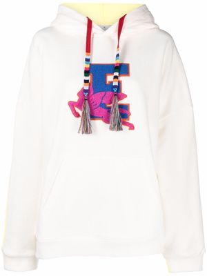 ETRO colour-block embroidered logo hoodie - White