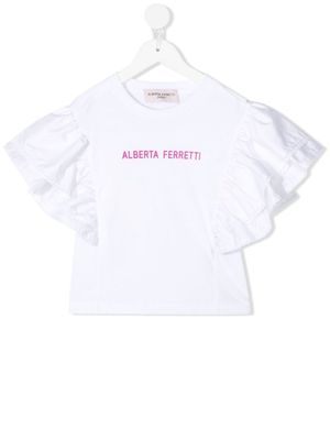 Alberta Ferretti Kids logo-print cotton T-shirt - White