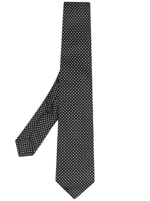 Kiton embroidered silk tie - Black