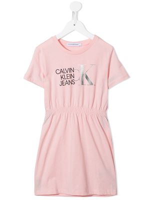 Calvin Klein Kids foil logo print slip-on dress - Pink