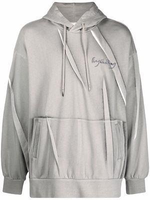 Feng Chen Wang logo-embroidered long-sleeve cotton hoodie - Grey
