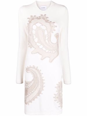 Barrie paisley-pattern long-sleeved knitted dress - Neutrals