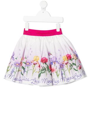 Monnalisa floral-print pleated skirt - White