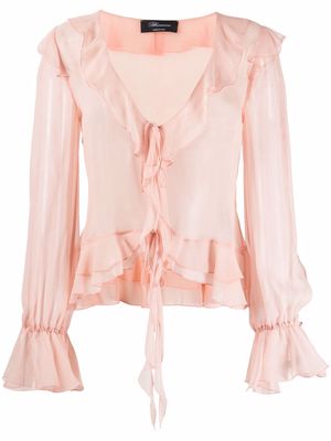 Blumarine ruffled silk blouse - Pink