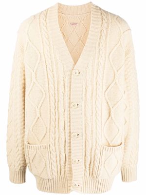 Kapital cable-knit happy-patch cardigan - Neutrals