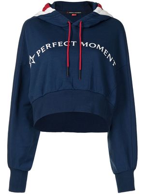 Perfect Moment logo-print cropped hoodie - Blue