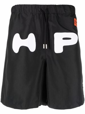 Heron Preston logo print track shorts - Black