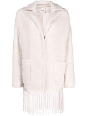 Alysi fringe-hem coat - White