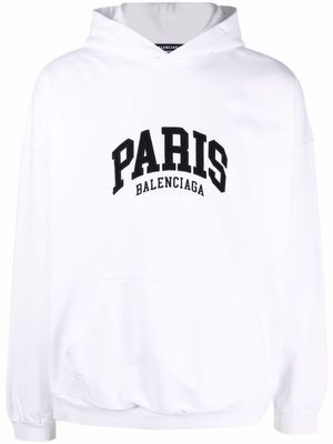 Balenciaga Paris logo embroidered hoodie - White