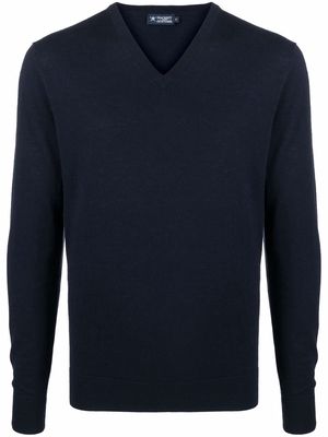 Hackett V-neck fine-knit jumper - Blue