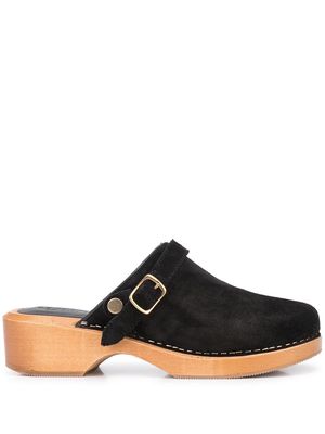 RE/DONE buckle-detail suede mules - Black