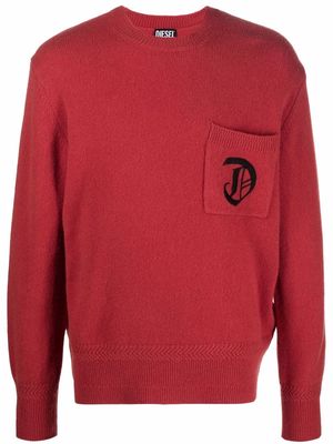 Diesel embroidered-logo crew neck jumper