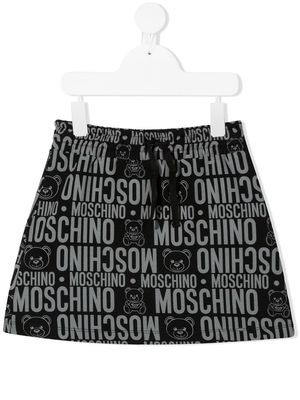Moschino Kids logo-print drawstring skirt - Black