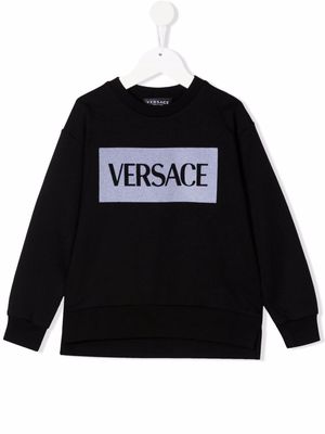 Versace Kids logo-print cotton sweatshirt - Black
