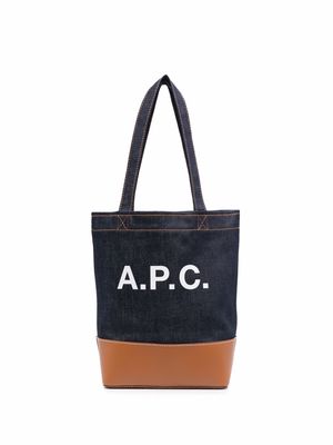 A.P.C. logo-printed tote - Blue