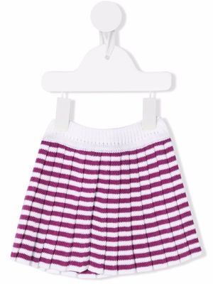 Little Bear striped-knit wool shorts - White
