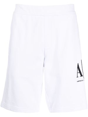 Armani Exchange logo print track shorts - White