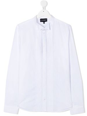 Emporio Armani Kids long sleeve pleated bib shirt - White
