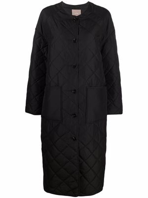 12 STOREEZ collarless quilted coat - Black