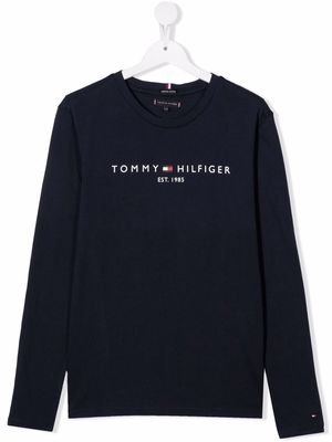 Tommy Hilfiger Junior logo-print long-sleeve T-shirt - Blue
