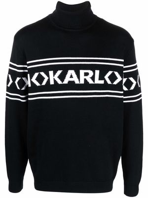 Karl Lagerfeld logo-print roll neck jumper - Black