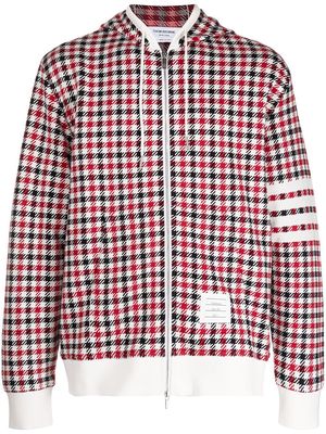 Thom Browne 4-Bar stripe check-print hoodie - Red