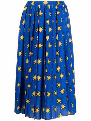alessandro enriquez Starry printed pleated skirt - Blue