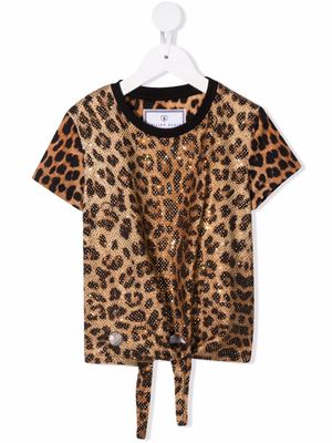 Philipp Plein Junior leopard-print T-shirt - Brown