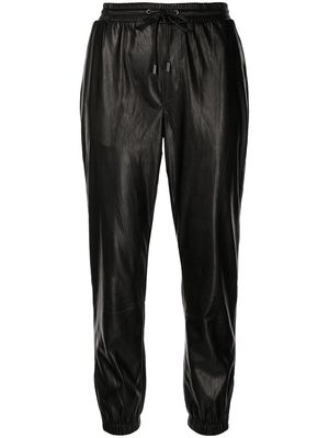 PAIGE Viviette faux-leather cropped joggers - Black