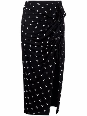 Self-Portrait polka dot-print midi skirt - Black