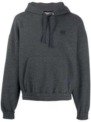 AMI Paris logo-embroidered hoodie - Grey