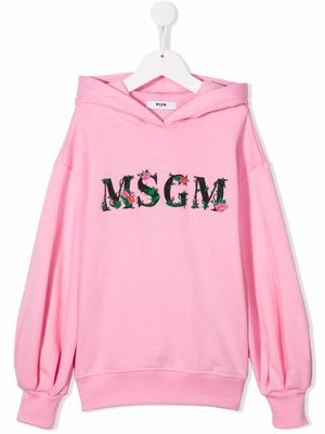 MSGM Kids logo-print hoodie - Pink