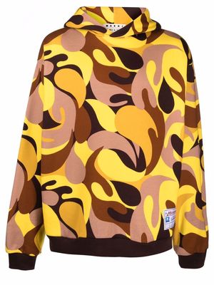 Marni abstract camouflage-print hoodie - Yellow
