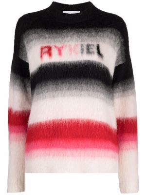 SONIA RYKIEL logo-print striped knitted jumper - Black