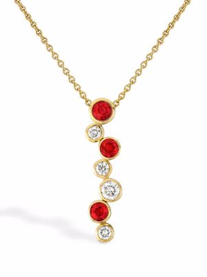 Pragnell 18kt rose gold Bubbles ruby and diamond drop pendant necklace - Pink