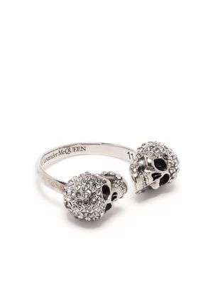 Alexander McQueen crystal-embellished skull ring - Silver