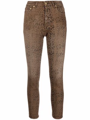 Golden Goose leopard-print cropped jeans - Brown