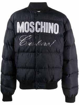 Moschino logo-print padded jacket - Black