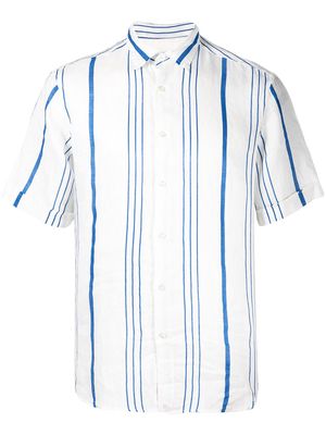 PENINSULA SWIMWEAR vertical striped turn-up sleeve shirt - White